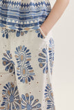Blue & White Abstract Tank & Pant Set