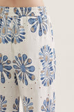 Blue & White Abstract Tank & Pant Set