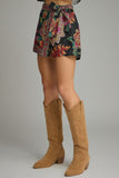 Black & Green Pattern Wrap Skort