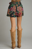 Black & Green Pattern Wrap Skort
