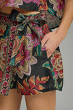Black & Green Pattern Wrap Skort
