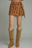 Brown Border Patterned Skort