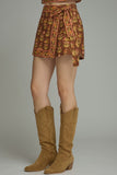 Brown Border Patterned Skort