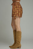 Brown Border Patterned Skort