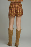 Brown Border Patterned Skort