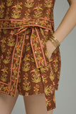 Brown Border Patterned Skort