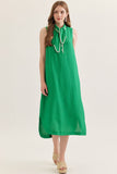 Green Neck Tie Midi Dress