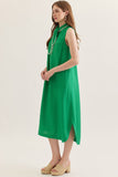 Green Neck Tie Midi Dress