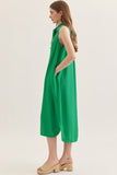 Green Neck Tie Midi Dress
