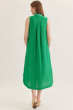 Green Neck Tie Midi Dress