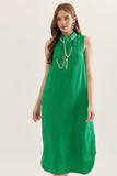 Green Neck Tie Midi Dress