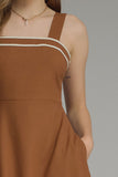 Brown Square Neck Midi Dress