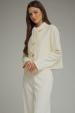 Ivory Cropped Tie Neck Jacket