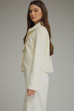 Ivory Cropped Tie Neck Jacket