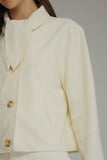 Ivory Cropped Tie Neck Jacket