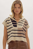 Ivory Multi Striped Sleeveless Sweater