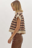 Ivory Multi Striped Sleeveless Sweater