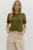 Soft Olive Button Collared Top