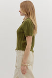 Soft Olive Button Collared Top