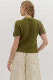 Soft Olive Button Collared Top