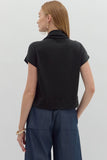 Black Mock Neck Short Sleeve Top