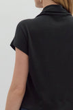 Black Mock Neck Short Sleeve Top