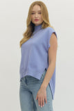 Periwinkle Hi Low Mock Neck Top