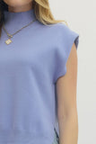 Periwinkle Hi Low Mock Neck Top