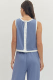 Baby Blue Button Side Stripe Skort Set