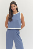 Baby Blue Button Side Stripe Skort Set