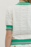 Green & White Contrast Collar Top