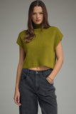 Chartreuse Cap Sleeve Mock Neck