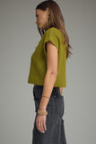 Chartreuse Cap Sleeve Mock Neck