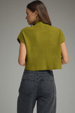 Green Cap Sleeve Mock Neck Sweater