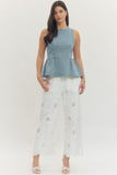 Light Blue Sleeveless Peplum Top