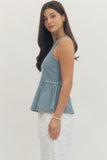 Light Blue Sleeveless Peplum Top