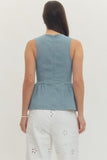 Light Blue Sleeveless Peplum Top
