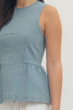 Light Blue Sleeveless Peplum Top