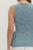 Light Blue Sleeveless Peplum Top