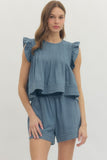 Ruffle Textured Accent Tank Top