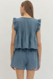 Ruffle Textured Accent Tank Top