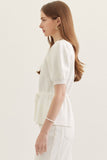 White Self Tie Waist Top