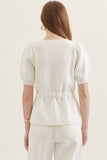 White Self Tie Waist Top