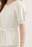White Self Tie Waist Top
