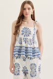 Blue & White Abstract Tank & Pant Set