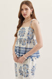 Blue & White Abstract Tank & Pant Set