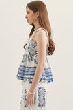 Blue & White Abstract Tank & Pant Set