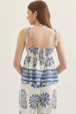 Blue & White Abstract Tank & Pant Set