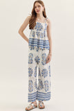 Blue & White Abstract Tank & Pant Set