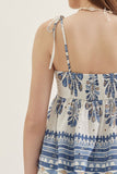 Blue & White Abstract Tank & Pant Set